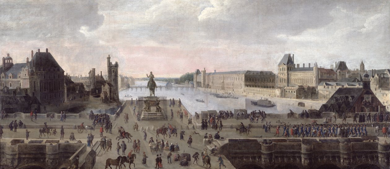 Vista do Pont-Neuf e do rio Sena olhando rio abaixo, c.1633 de Flemish School