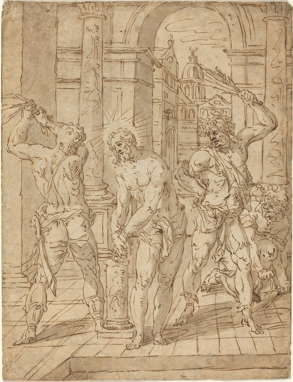A Flagelação de Cristo de Flemish 17th Century after Hendrik de Clerck