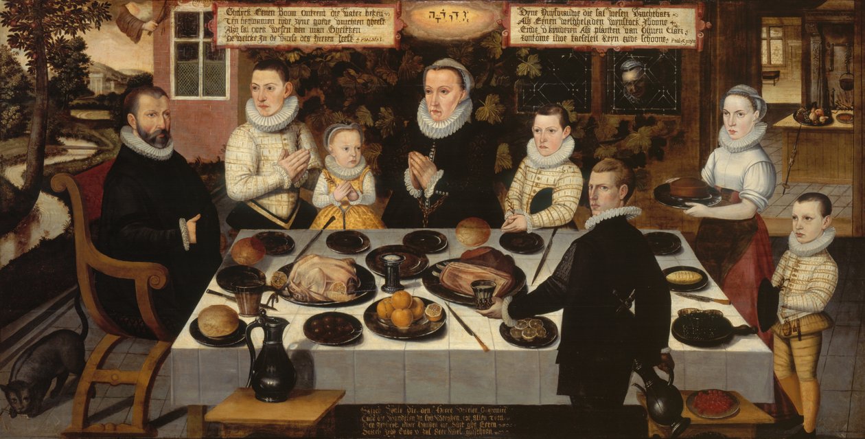 Uma Família Protestante durante o Jantar de Flemish School