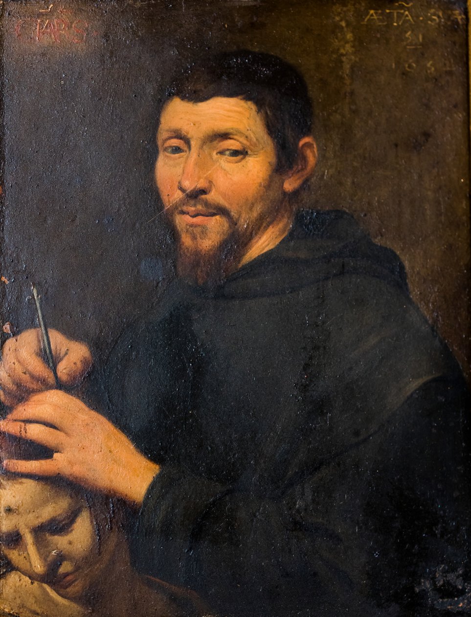 Um clérigo que efectua a operação de trepanação de Flemish School