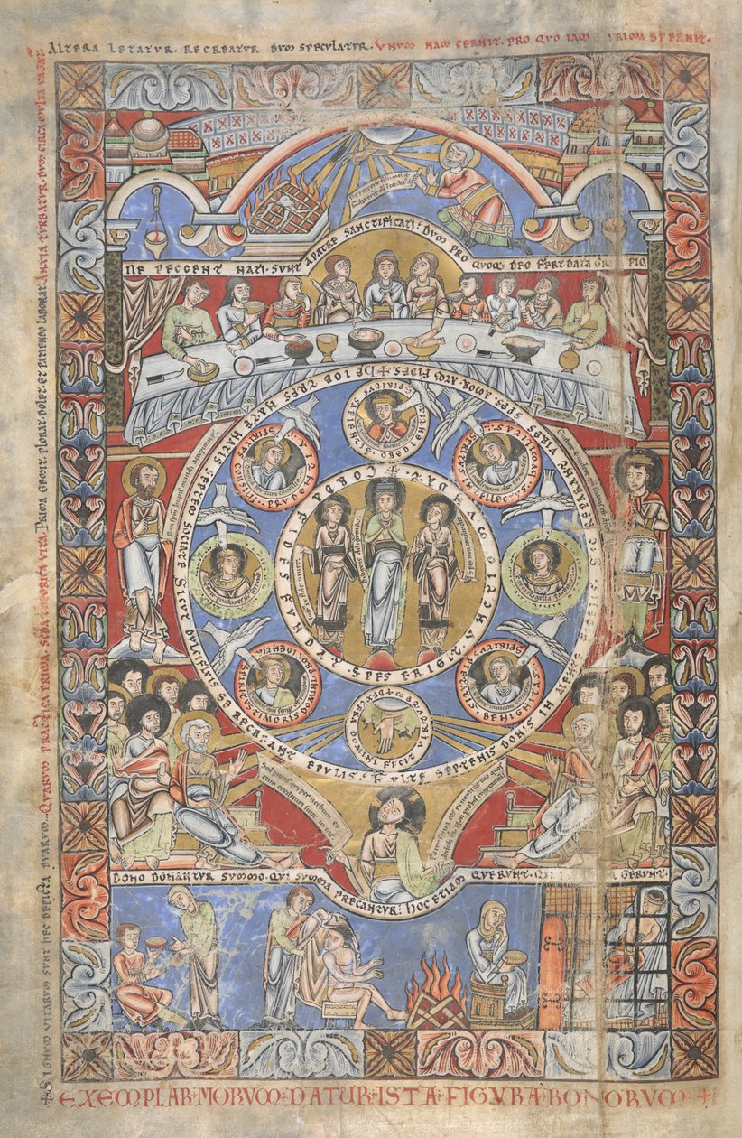 Acrescentar. 17738, f.3v Exegese dos versos de abertura do Livro de Job, ilustração de 