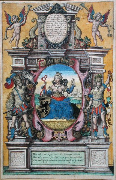 Alegoria da cidade de Antuérpia (gravura a cores) de Flemish School