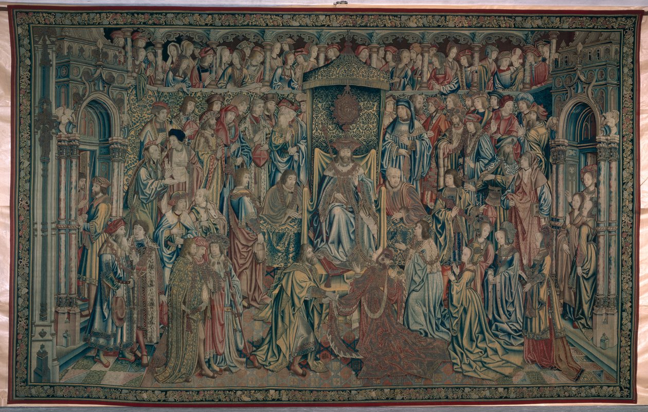 Bate-Seba recebida na Corte, Tapeçaria de Davi e Bate-Seba, c.1510-15 de Flemish School