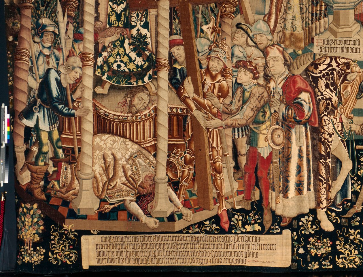 Catedral (La Seo. Ca tedral del Salvador de Zaragoza). O museu da tapeçaria. A tapeçaria flamenga. A lenda da Santa Cruz (La leyenda de la Santa Cruz, de legende van het Heilig Kruis). Detalhe. Ca. 1450. 430x1120cm. de Flemish School