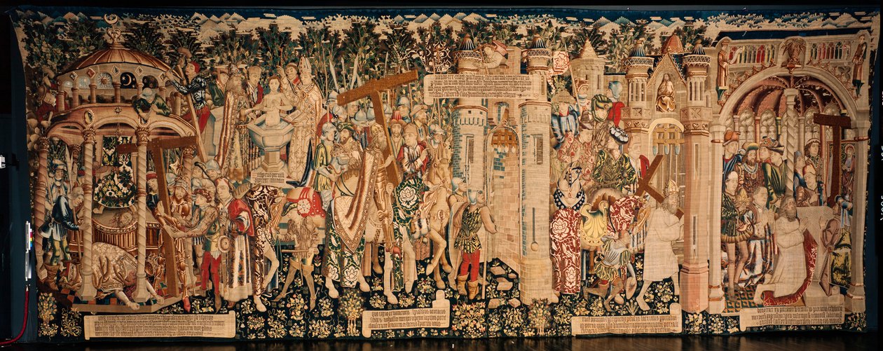 Catedral (La Seo, Catedral del Salvador de Zaragoza). O museu da tapeçaria. tapeçaria flamenga. A lenda da Santa Cruz (La leyenda de la Santa Cruz). cerca de 1450. 430x1120cm. de Flemish School