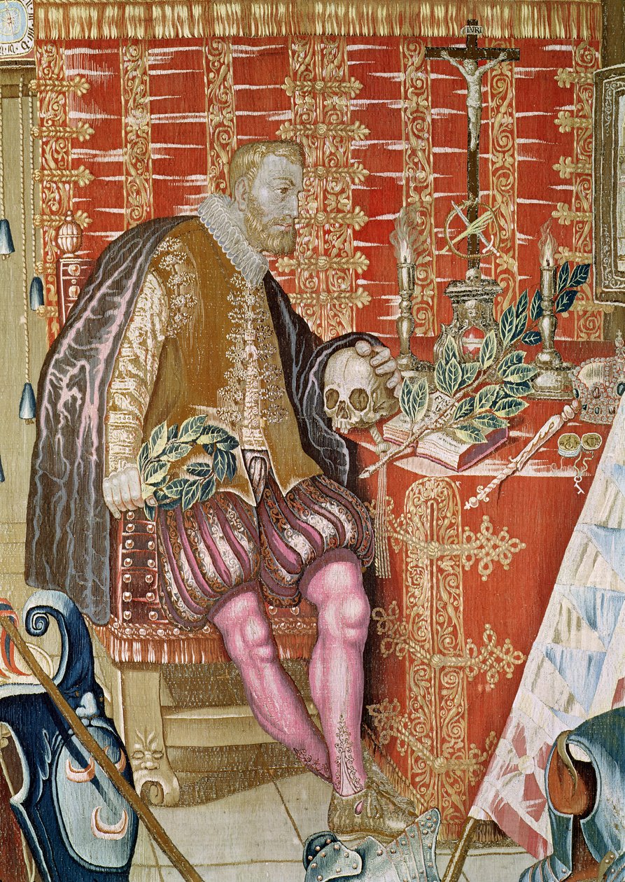 Charles V (1500-58) da tapeçaria de Charles Quint, c.1630-40 (detalhe) de Flemish School