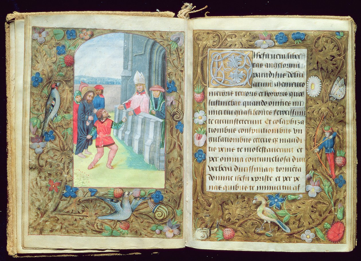 Cristo acusado, em miniatura do livro de orações de Stafford de Flemish School