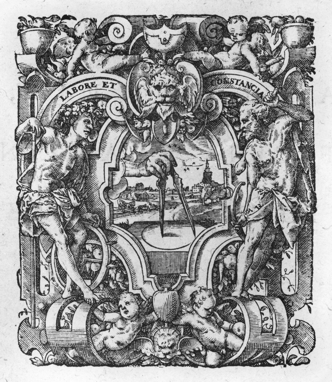 Marca de impressão de Christophe Plantins, ilustração de obras de Tácito, 1607 de Flemish School