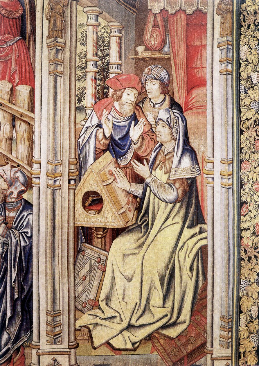 A cortina de David (detalhe), fac-símile da Tapeçaria da Escola de Bruxelas (1510-1515). de Flemish School