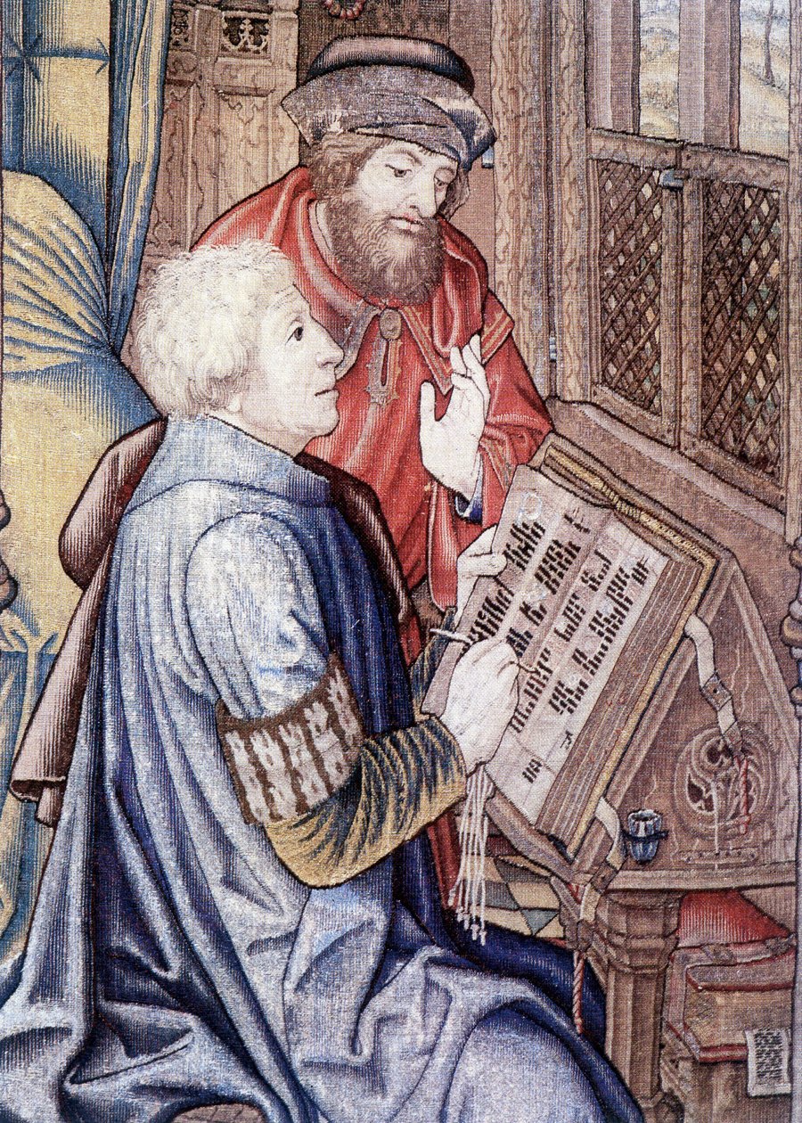 A cortina de David (pormenor), fac-símile da Tapeçaria da Escola de Bruxelas (1510-1515). de Flemish School
