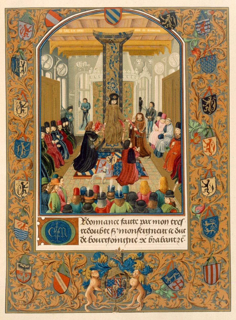Duque Charles le Temeraire no meio de sua corte com os Cavaleiros da Ordem do Tosão de Ouro, 1473 de Flemish School