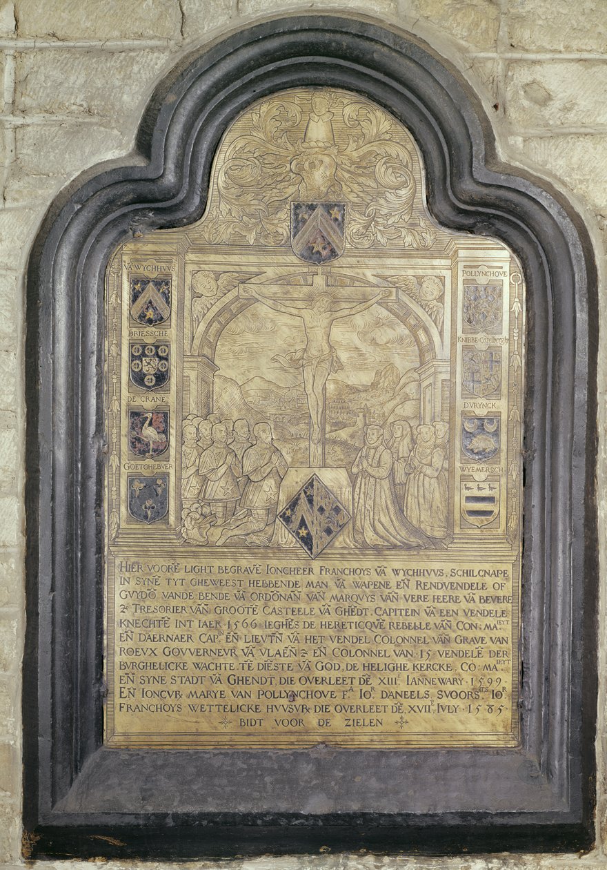 Epitáfio de François van Wychhuus, final do século XVI (latão) de Flemish School