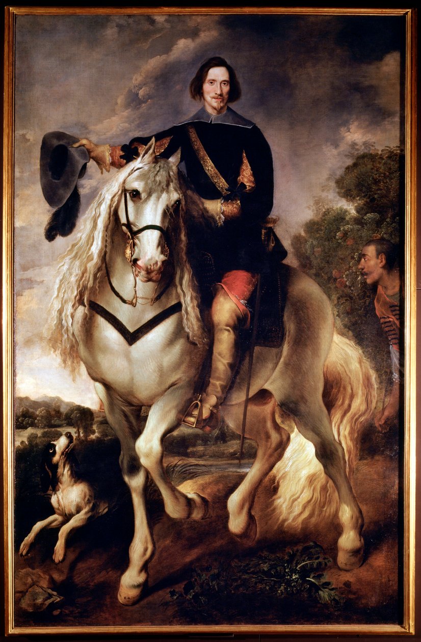 Retrato equestre de um capitão com a sua página mourisca (óleo sobre tela, c.1635) de Flemish School