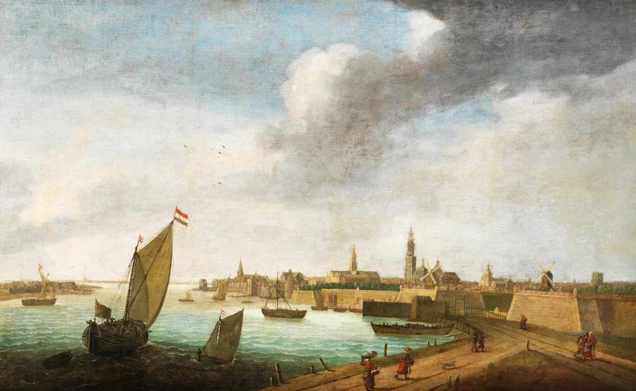 Flamenga 17c Vista de Antuérpia de Flemish School