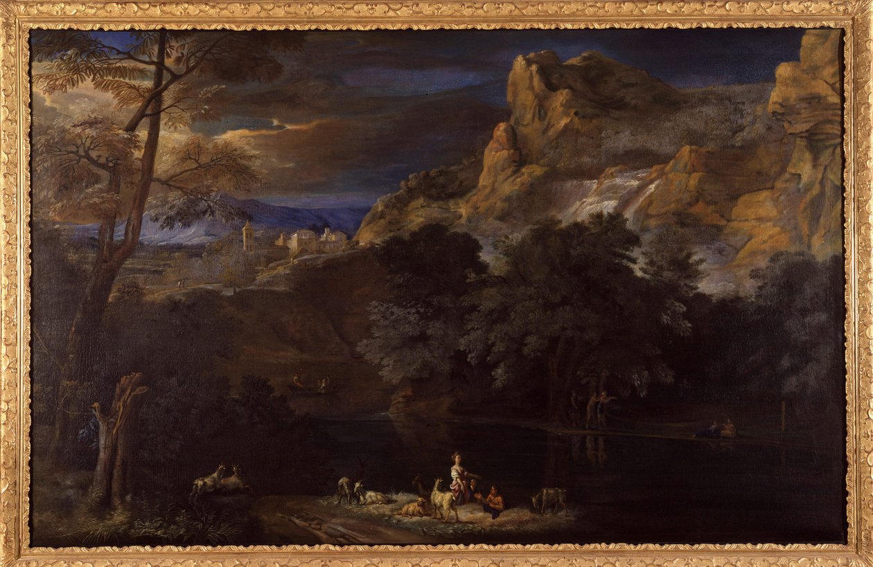 Pintura flamenga de uma paisagem atribuída a Van Bloemen de Flemish School