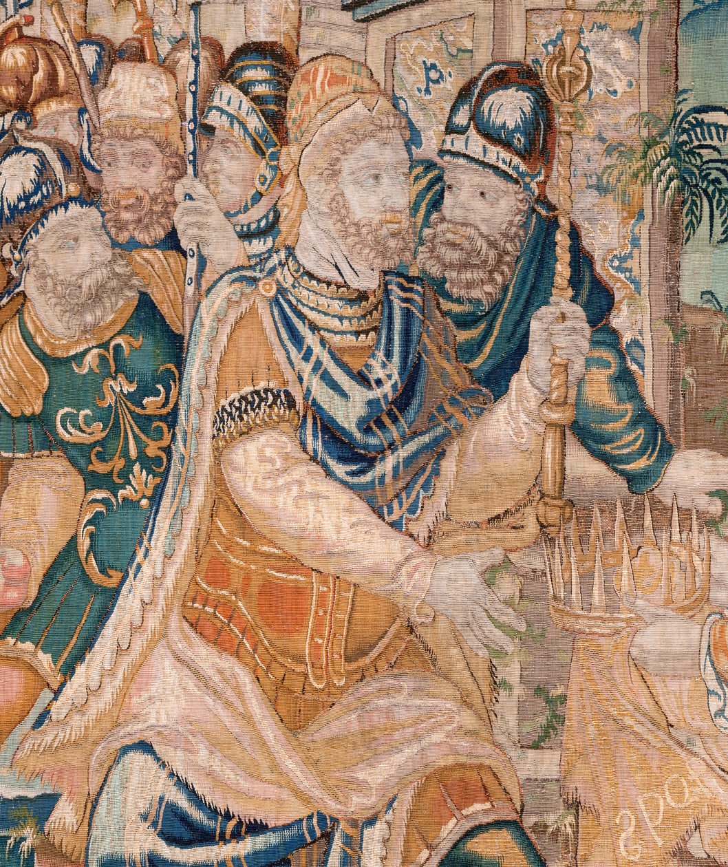 Tapeçaria flamenga. É oferecida uma coroa a Alexander. Atelier de Oudenaarde. 384x316cm. Inv (83024)-5 / 00009. Século XVII. de Flemish School