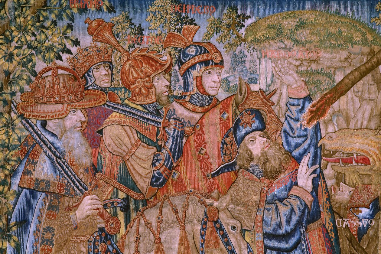 Tapeçaria flamenga. Série Moralidades: A virtude das honras (De deugd van de Honores, La Virtud de los Honores). Ca 1520. Detalhe de Flemish School