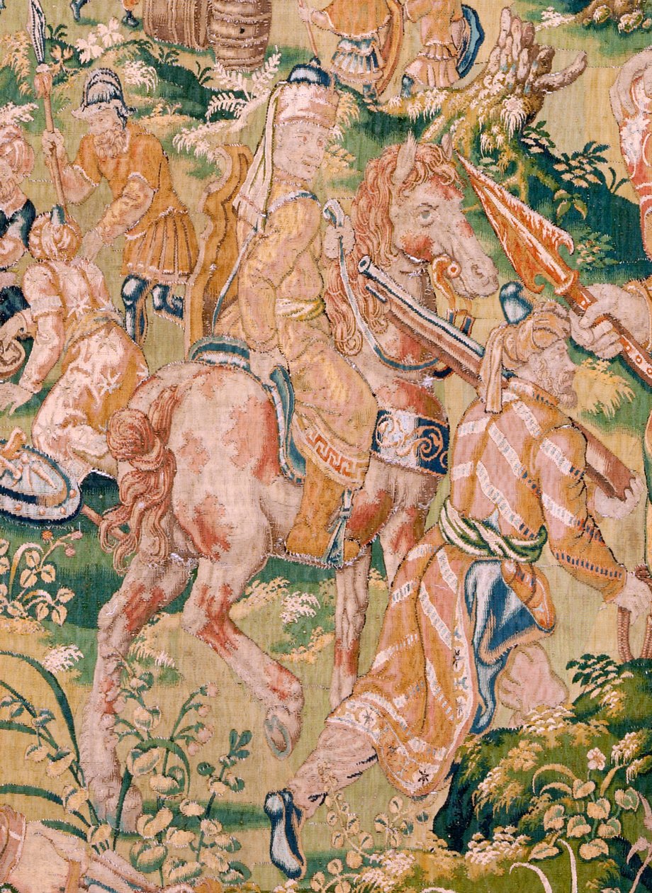 Tapeçaria flamenga. Série: O Livro de Judite. Banquete de Holofernes (El banquete de Holofernes). Sexta tapeçaria da série. Fabrico: Holanda, Bruxelas(?). Segunda metade do século XVI. Tecido: Lã. Localização: Igreja de São Nicolau de Bari (m de Flemish School