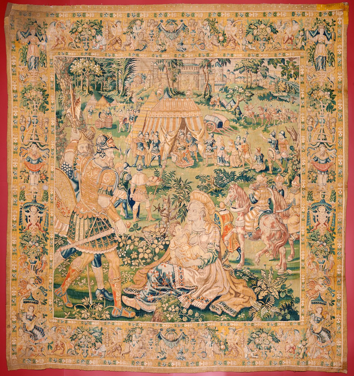 Tapeçaria flamenga. Série O Livro de Judite. Judith perante Holofernes (Judith ante Holofernes). A quinta tapeçaria da série. Fabrico Holanda, Bruxelas(?). Segunda metade do século XVI. Lã de tecido. Localização Igreja de São Nicolau de Bari (mus de Flemish School