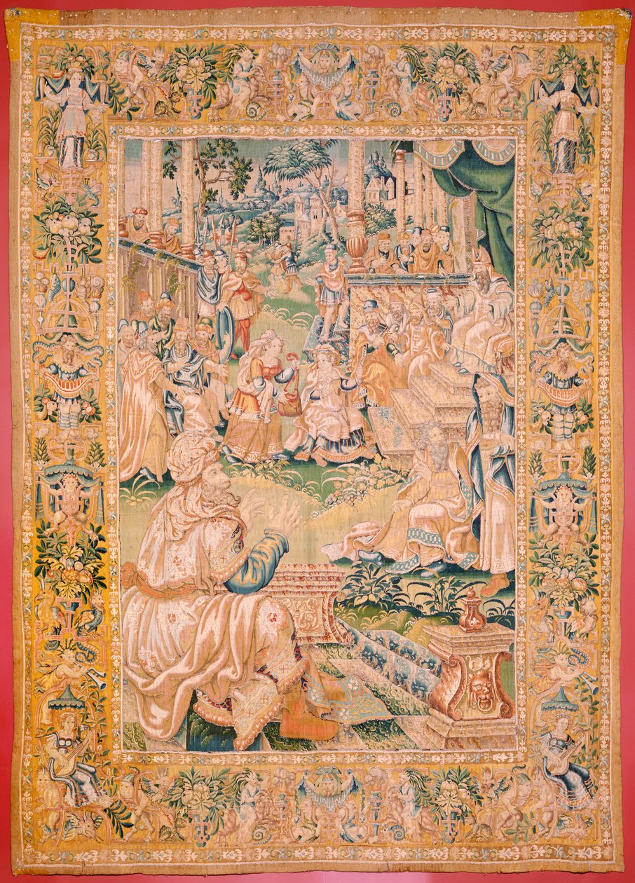 Tapeçaria flamenga. Série O Livro de Judite. Regreso a Betulia (Regreso a Betulia). Oitava tapeçaria da série. Fabrico Holanda, Bruxelas(?). Segunda metade do século XVI. Lã de tecido. Localização Igreja de São Nicolau de Bari (museu inaugurado de Flemish School