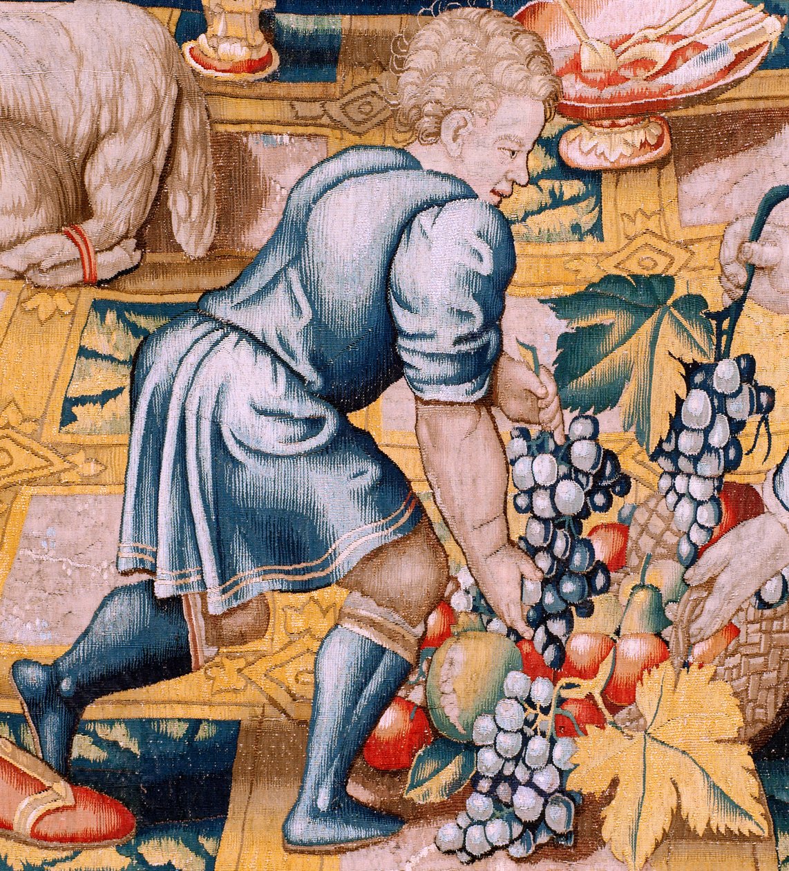 Tapeçaria flamenga. Série A História de Hannibal. Juramento de Aníbal de Hannibal. A primeira tapeçaria da série. Desenhos animados anónimos do mestre dos Países Baixos. Fabrico de Bruxelas, oficina. Ca 1570. Lã e seda de tecido, 6,5/7 urdiduras por cm. Ta de Flemish School