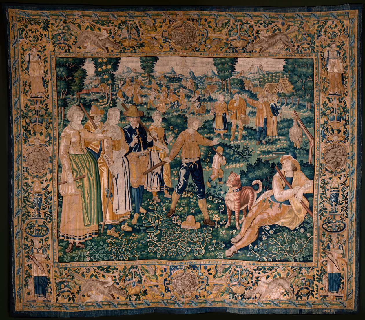Tapeçaria flamenga. O jogo do ganso (Het ganzenspel). Atelier de Oudenaarde. 341x395cm. Inv (83058)-7 / 0008. Século XVII. de Flemish School