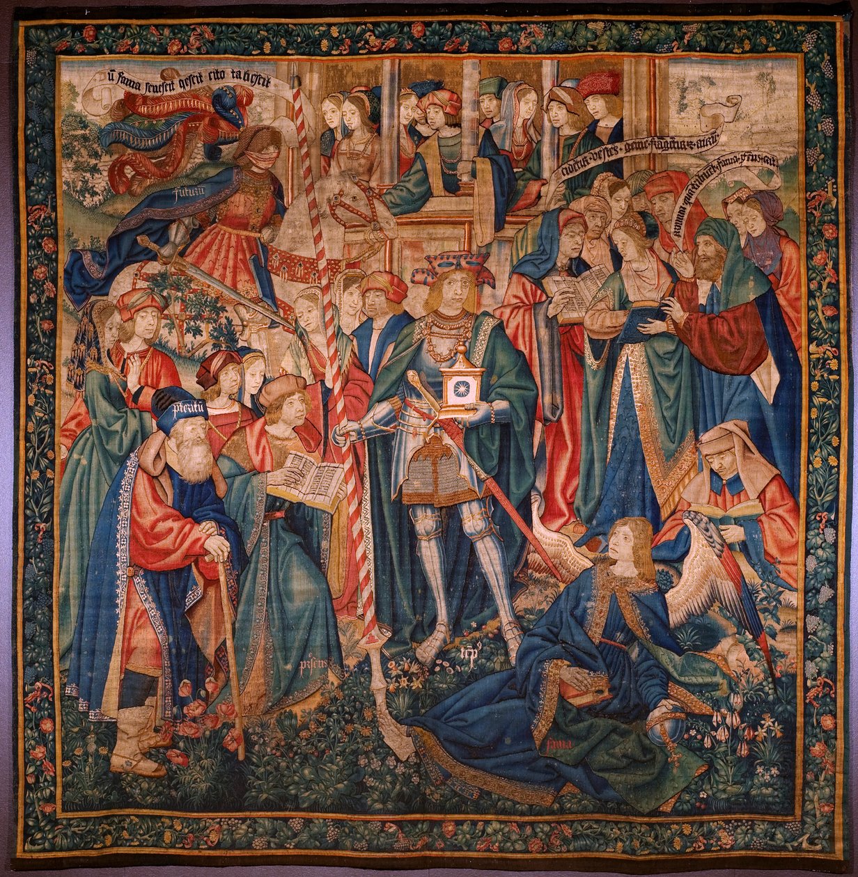 tapeçaria flamenga. Triunfo do tempo (De triomf van de Tijd, El triunfo del Tiempo). Lã e seda. 347x342cm. Coleção privada. 1504. de Flemish School