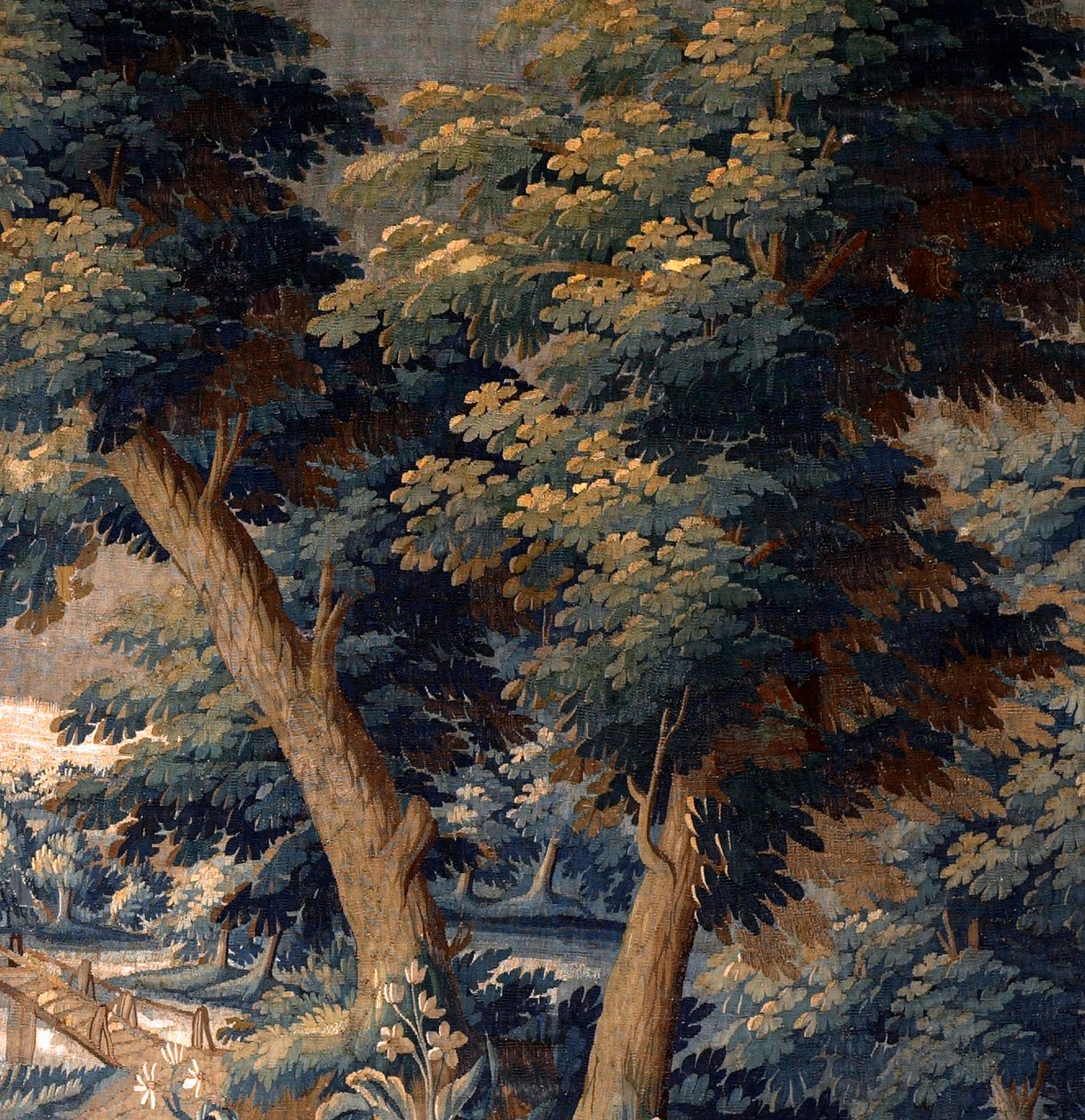Tapeçaria flamenga. Verdure. Fim do século XVIII, 17º-bengo. Propriedade da igreja Sint-Walburgakerk Oudenaarde (Dekenij van de Sint-Walburga). Detalhe. de Flemish School