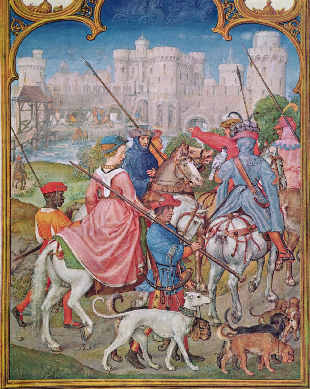 Fol.8v Mês de agosto: Deixando para a caça, do Breviarium Grimani, c.1515 de Flemish School