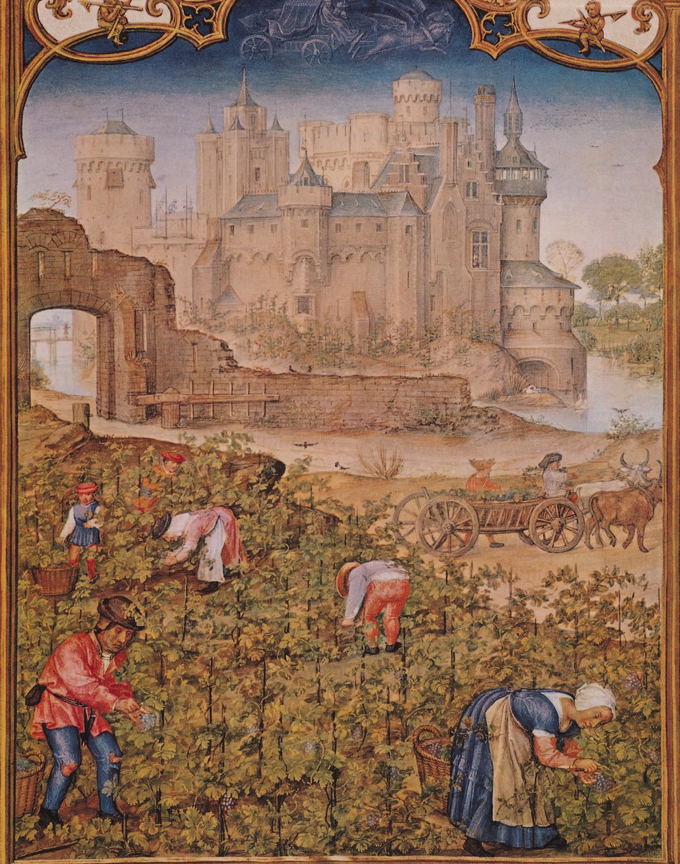 Fol.9v O Mês de Setembro: A Colheita do Vinho, de Breviarium Grimani, c.1515 de Flemish School