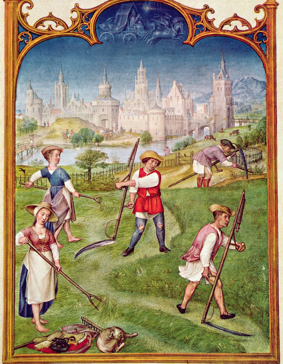 Fol 6v O Mês de Junho: Fenação, do Breviarium Grimani, c.1515 de Flemish School