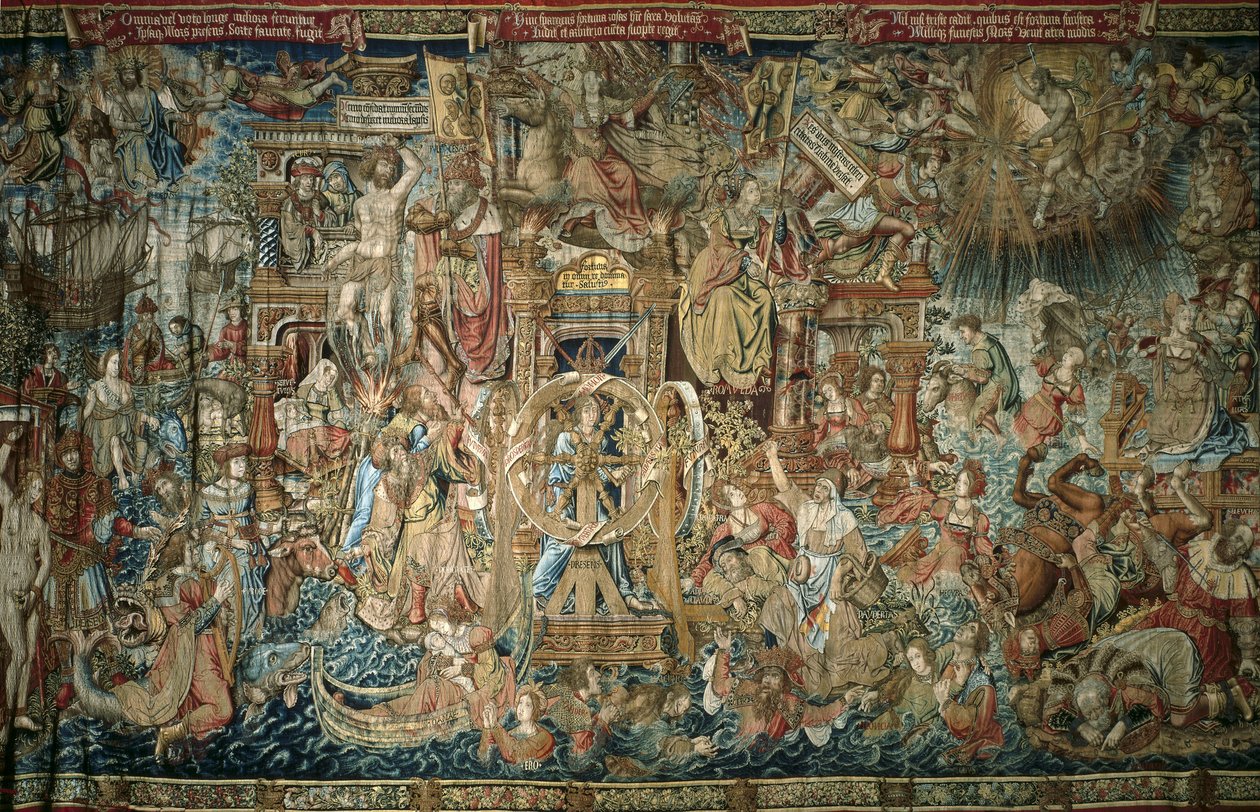 Fortuna (1520-1525), tapeçaria da série de Honras do Palácio Real da Granja de San Ildefonso - AELST III, Pieter van (c.1495-1555). Fortuna. XVI v. Espanha. CASTELA E LEÃO. Real Sitio de San Ildefonso. Palácio Real de La Granja de San Ildefonso de Flemish School