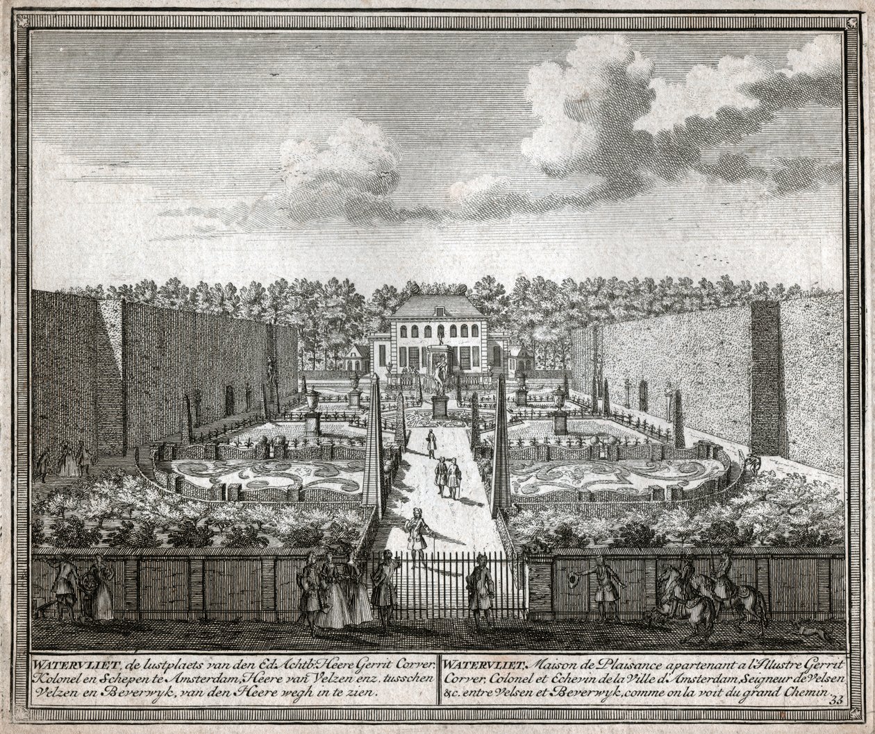 Jardim francês. (Gravura de Flemish School