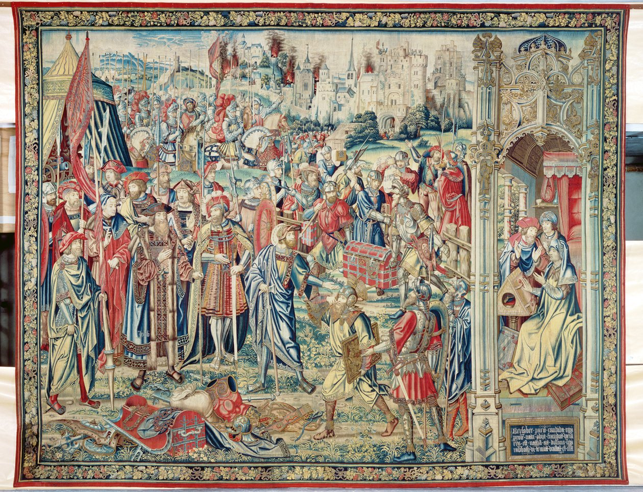 Recolhendo o Espólio, Tapeçaria de Davi e Bate-Seba, c.1510-15 de Flemish School