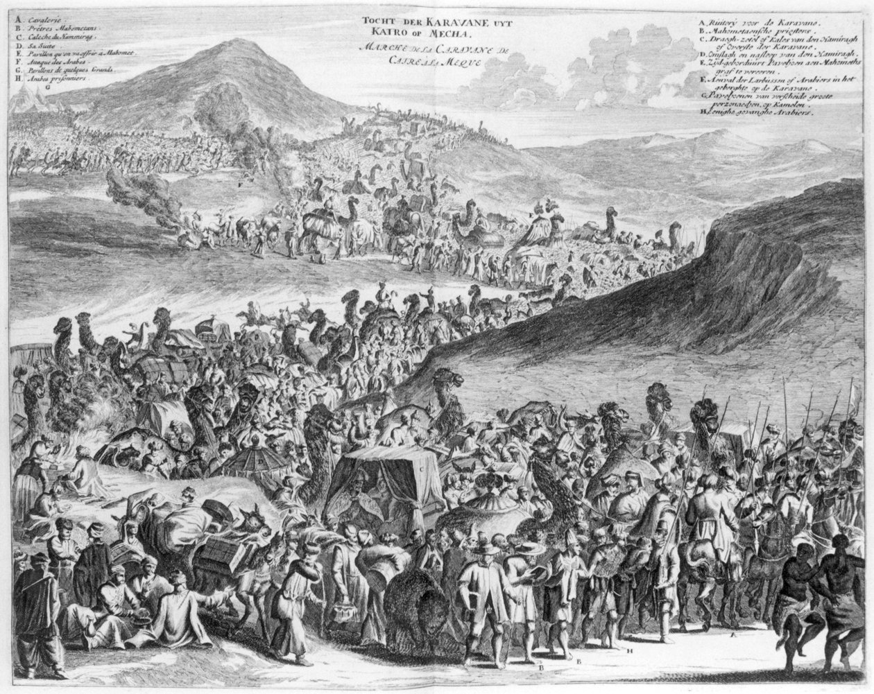 Hajj caravana do Cairo para Meca, da descrição de lAfrique por O. Dapper, 1686 de Flemish School