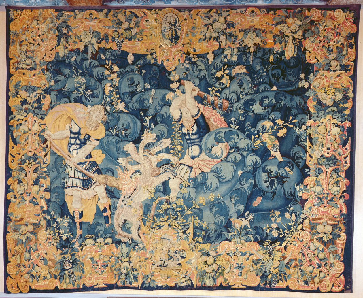 Hércules e a Hidra de Lerna, Audenarde Workshop (tapeçaria de lã e seda) de Flemish School