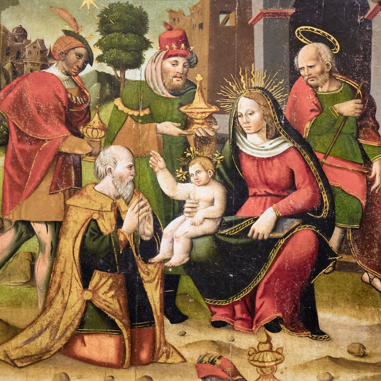 Sagrada família e três homens sábios de Flemish School