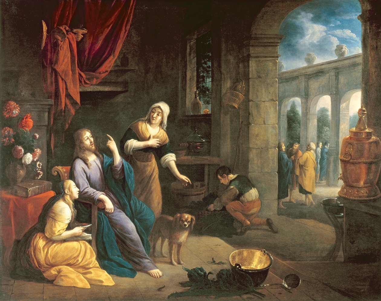 Jesus na casa de Marta e Maria de Flemish School
