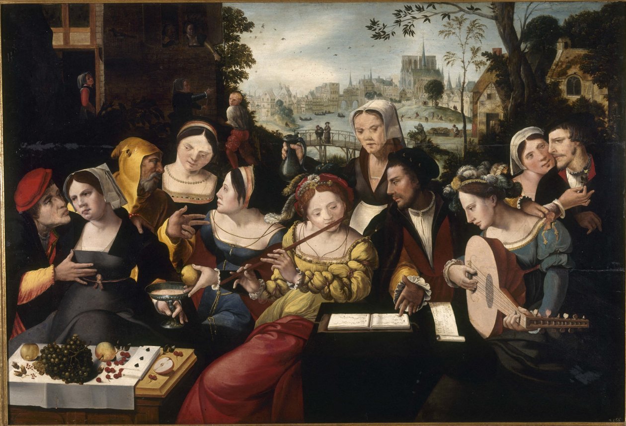 O filho pródigo entre as cortesãs, ca. 1530 (óleo sobre madeira) de Flemish School