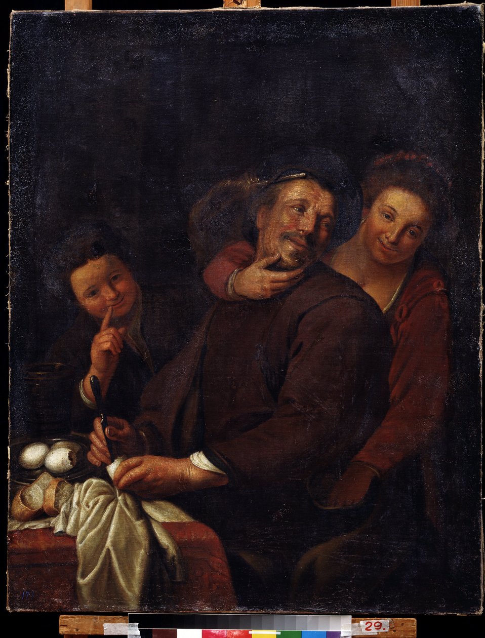 "The merry company" (A feliz companhia) Pintura da escola holandesa do século XVII. Galeria Regional de Arte Deineka, Kursk Rússia de Flemish School