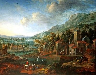 Paisagem com cavaleiros de Flemish School
