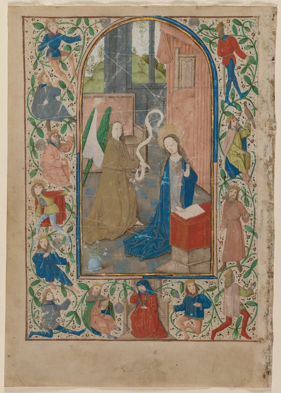 Folha de um Livro de Horas: A Anunciação de Flemish School