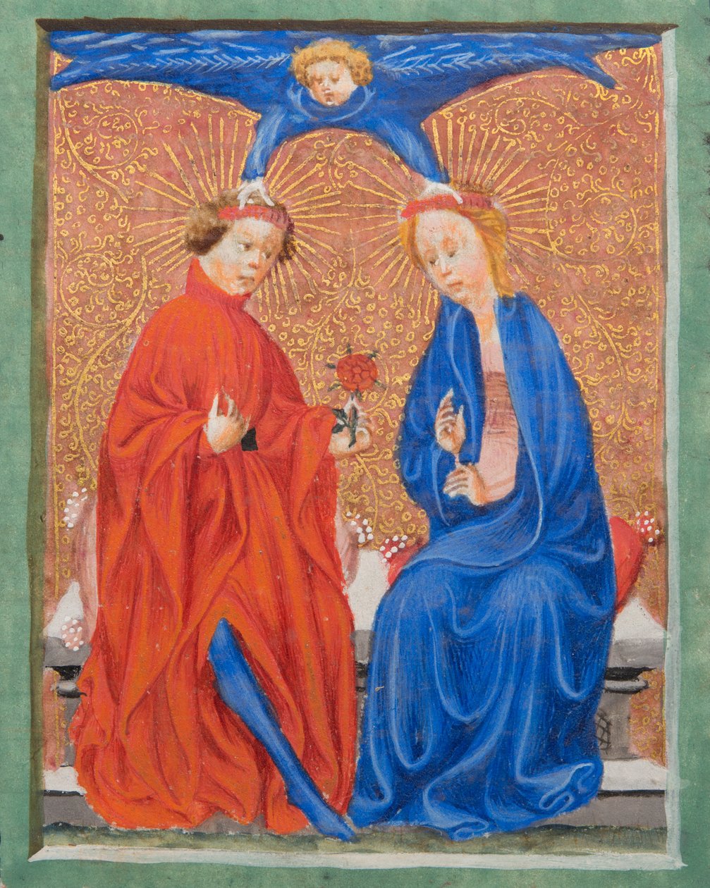 MS Gen1111 f.210 Santa Cecília e Santa Valeriana, ilustração da Legenda Aurea por Jacobus de Voragine, c.1405-10 de Flemish School