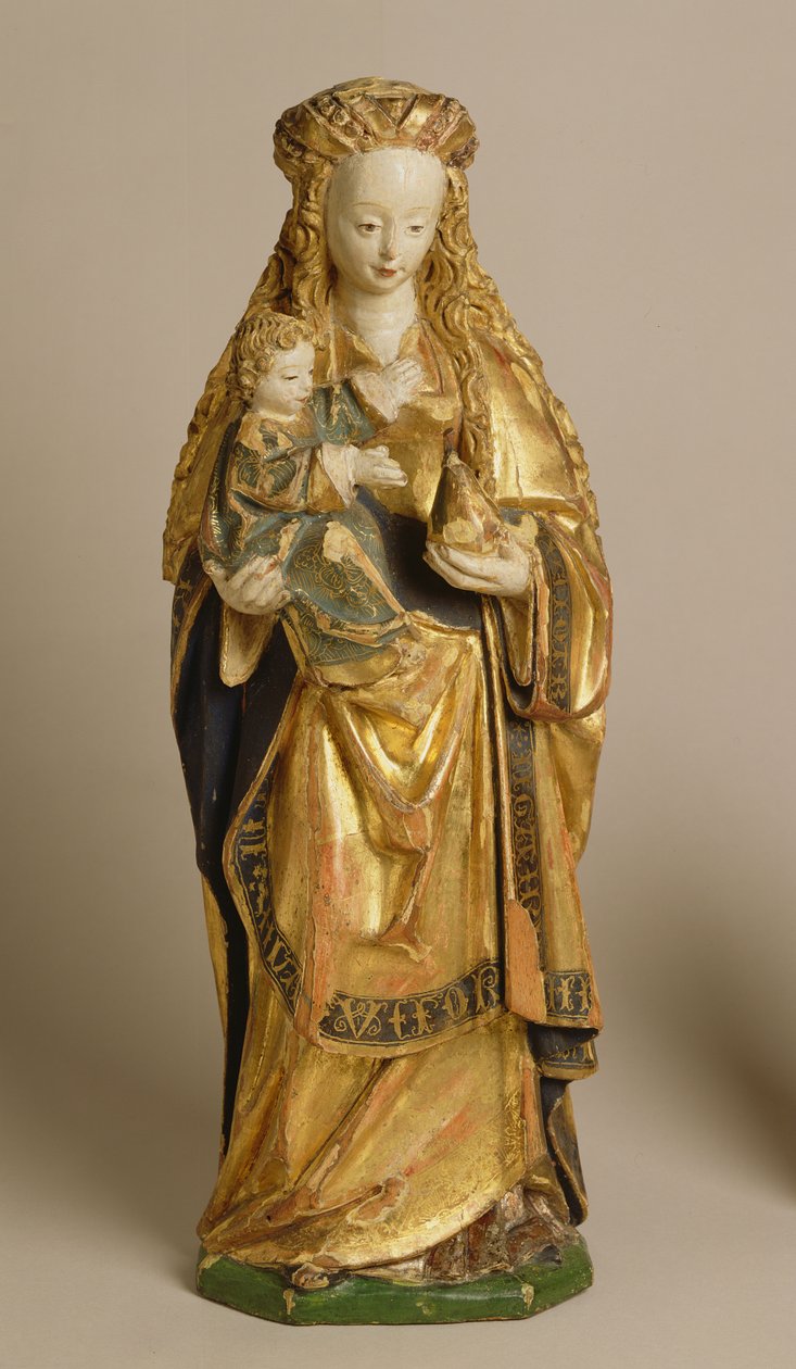 Madonna and Child, Escola de Mechelen, c.1500 (carvalho policromada e dourado) de Flemish School