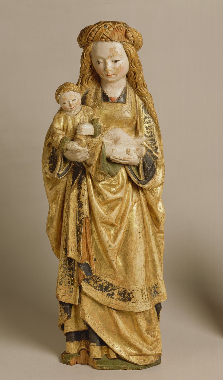 Madonna and Child, Escola de Mechelen, c.1500 (carvalho policromada e dourado) de Flemish School