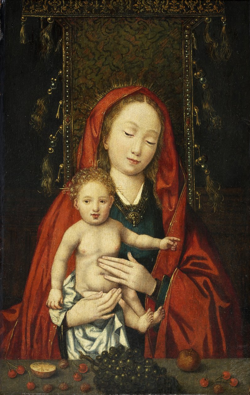 Madonna and Child, c.1500 (óleo sobre painel) de Flemish School