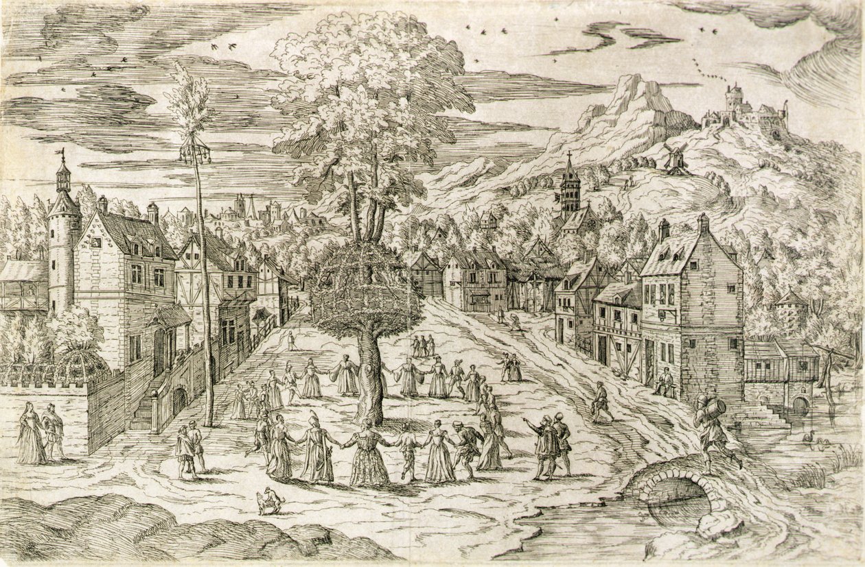 Cerimônia do Dia do Trabalhador (gravura) de Flemish School