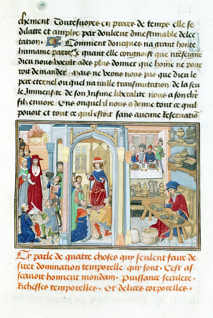 Ms 240 fol.247 Coisas mundanas, do espelho da humildade por Jean de Gerson (1363-1429) 1462 de Flemish School