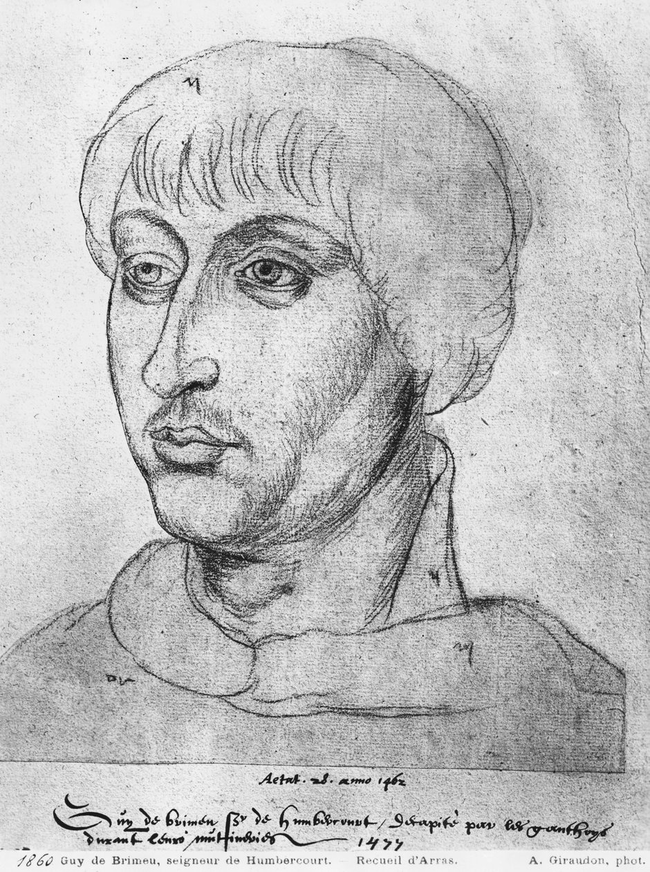 266 fol.214 Guy de Brimeu, Senhor de Humbercourt, de &39;The Recueil d&39;Arras&39;, 1462 (giz vermelho sobre papel) de Flemish School
