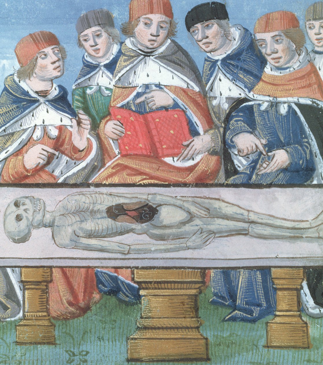 Sra. Hunter 9 f.34r Dissection, de De Medina Fen I. II, por Avicena (980-1037) de Flemish School